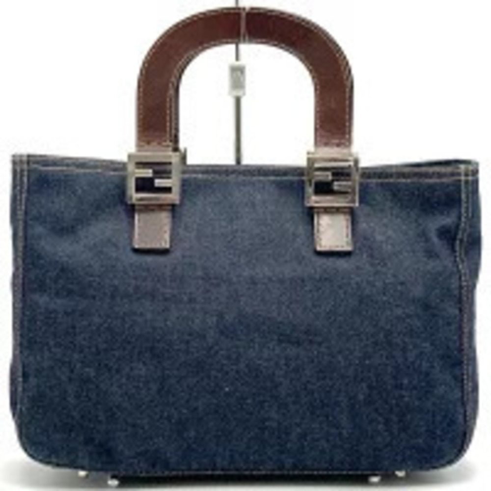 Fendi Handbag tote bag denim leather Navy Blue